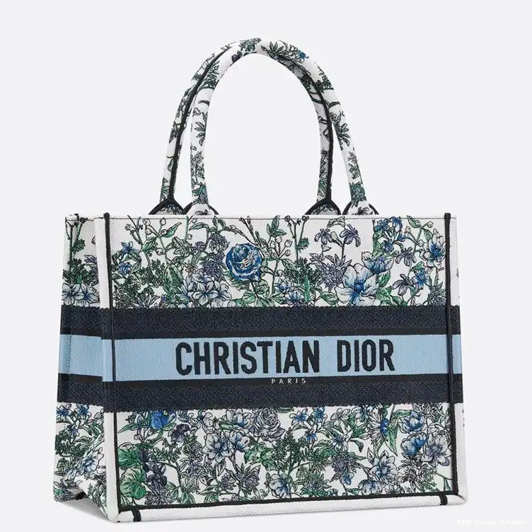 Cheap Blue White Flowers Motif Constellation Book Canvas Dior Tote 0425 Luxury